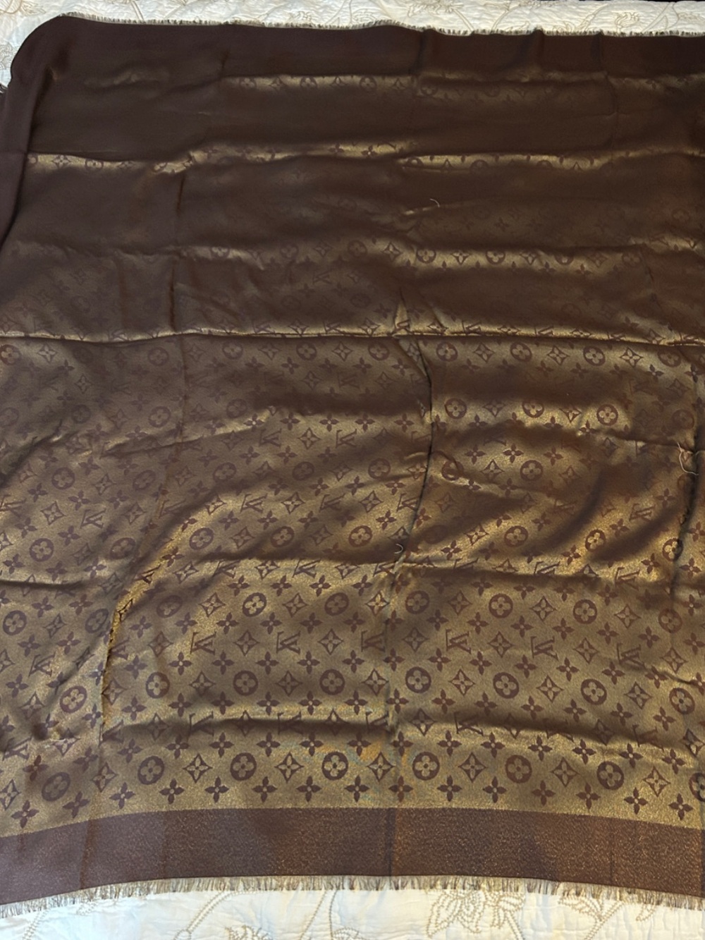 Louis Vuitton new without tags wool and Silk Brown Monogram Long Scarf - Picture 9 of 11